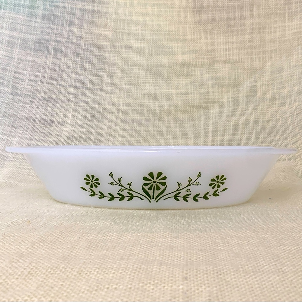 Vintage Glasbake Green Crazy Daisy Spring Blossom Divided Casserole Dish